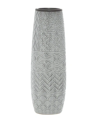 Peyton Lane Eclectic Cylinder Ceramic Vase In Gray