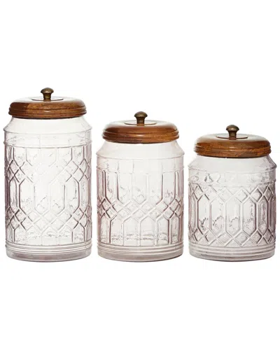 Peyton Lane Farmhouse Glass Decorative Jars Set In Brown