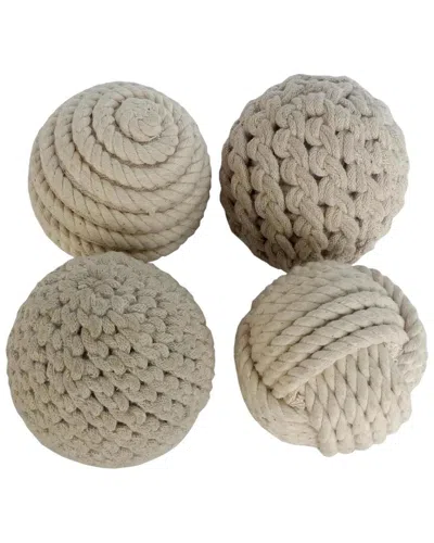 Peyton Lane Farmhouse Jute Rope Orbs & Vase Filler Set In Nude