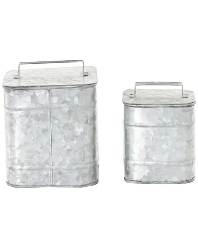 Peyton Lane Farmhouse Metal Canisters Set In Silver