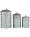 Peyton Lane Farmhouse Metal Decorative Jars Set In Gray