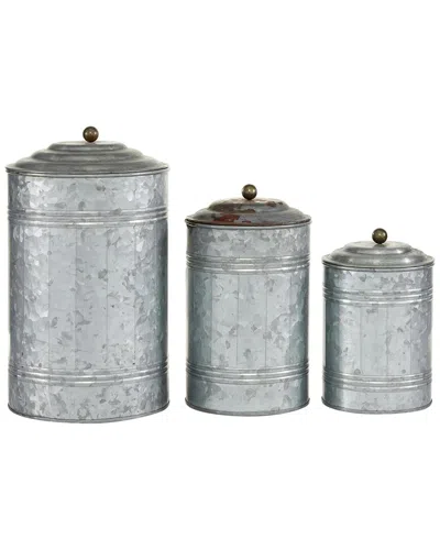Peyton Lane Farmhouse Metal Decorative Jars Set In Gray