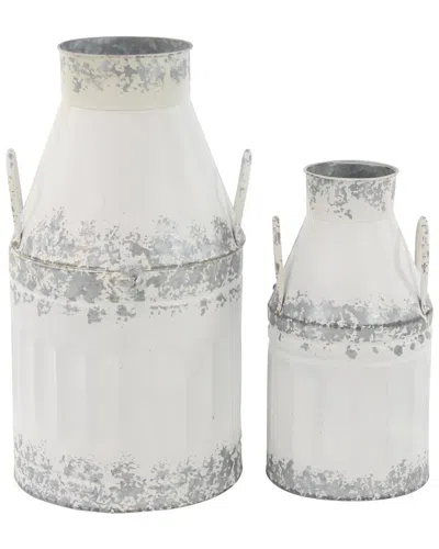 Peyton Lane Farmhouse Metal Vase Set In White