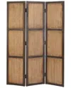 Peyton Lane Farmhouse Rectangle Solid Panel Room Divider Screen In Brown
