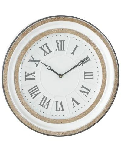 Peyton Lane Farmhouse Round White Metal Wall Clock