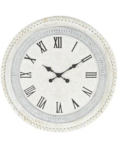 Peyton Lane Farmhouse Round Wood Wall Clock In White