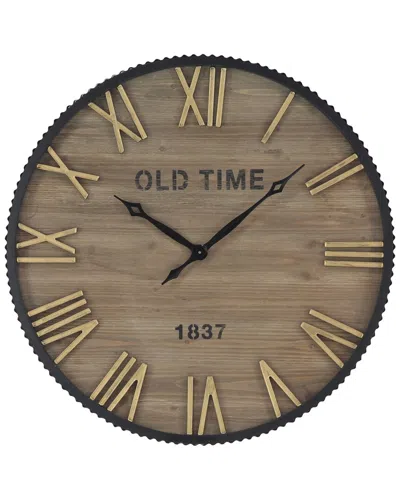 Peyton Lane Farmhouse Round Wood Wall Clock In Brown