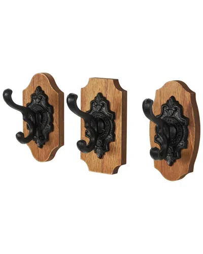Peyton Lane Farmhouse Wooden Wall Hook Set In Brown