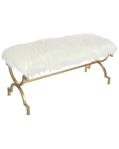 Peyton Lane Faux Fur Bench In White