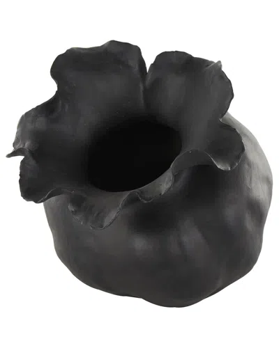 Peyton Lane Floral Ceramic Abstract Floral Inspired Decorative Vase In Black
