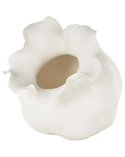 Peyton Lane Floral Ceramic Abstract Floral Inspired Decorative Vase In White