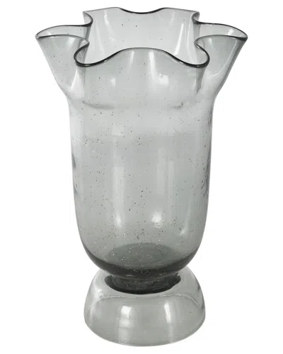Peyton Lane Floral Glass Tulip Inspired Decorative Vase In Black