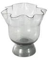 Peyton Lane Floral Glass Tulip Inspired Wide Decorative Vase In Black