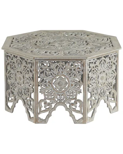 Peyton Lane Floral Handmade Carved Coffee Table In Gray