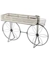 Peyton Lane Floral Metal Plant Stand With Wheels In Cream