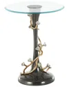 Peyton Lane Floral Twisted Vine Accent Table With Glass Tabletop