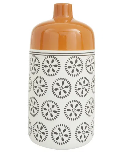 Peyton Lane Floral White Ceramic Vase With Orange Tops