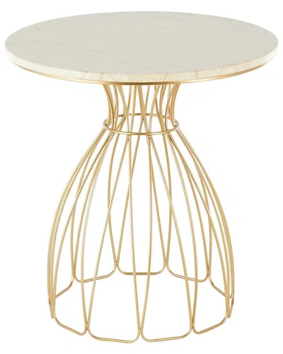 Peyton Lane Flower Accent Table With Marble Tabletop In White