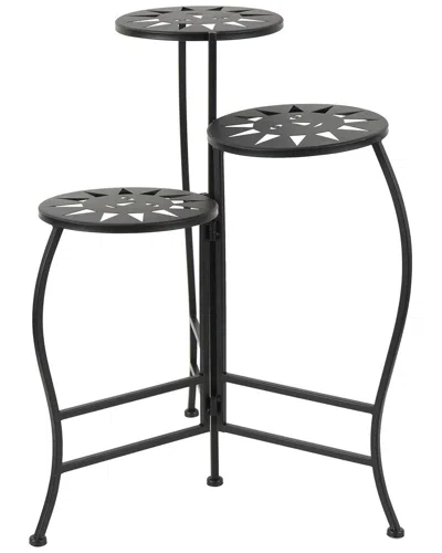 Peyton Lane Folding 3-tier Plant Stand With Cutouts In Black