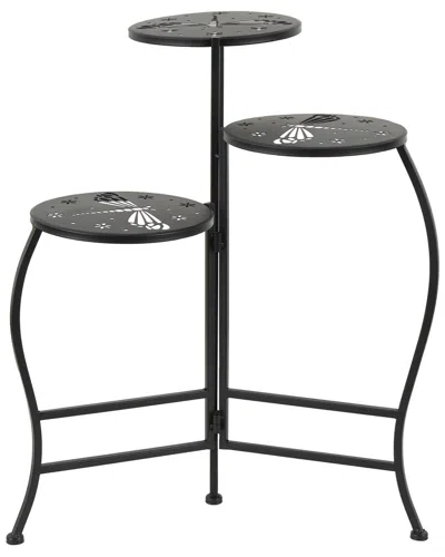 Peyton Lane Folding 3-tier Plant Stand With Cutouts In Black