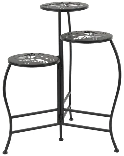Peyton Lane Folding 3-tier Plant Stand With Cutouts In Black