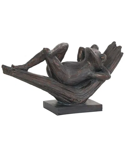 Peyton Lane Frog Resin Patina Relaxing Decorative Sculpture In Brown