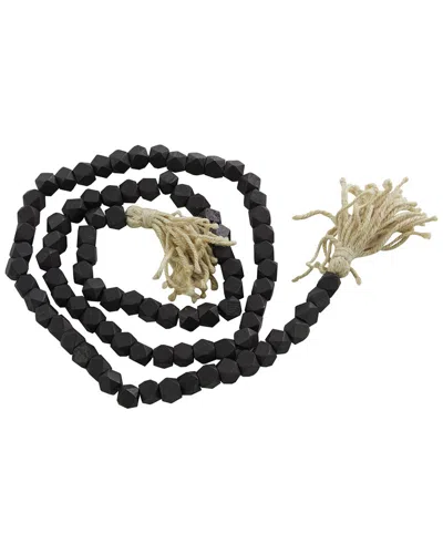 Peyton Lane Geometric Black Wood Handmade Beaded Garland With Tassel