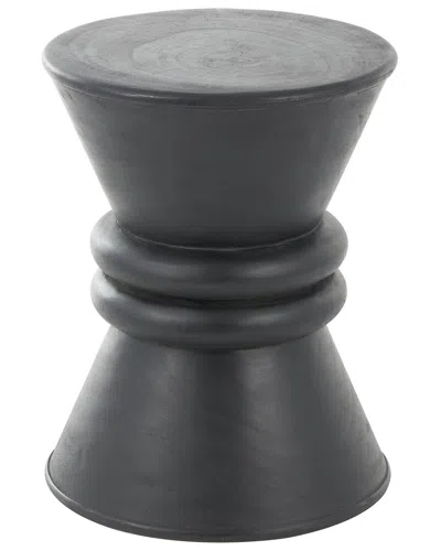 Peyton Lane Geometric Carved Hourglass Accent Table With 3d Ring Center In Black