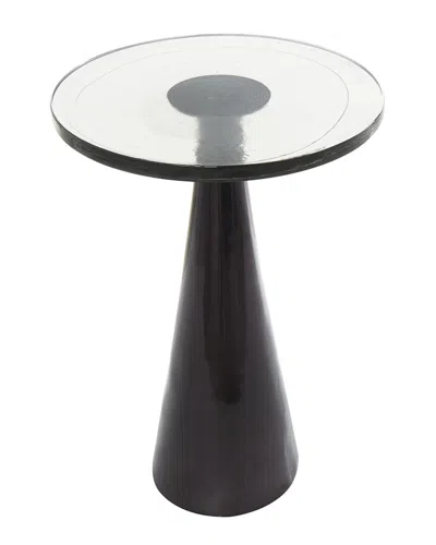 Peyton Lane Geometric Cone Accent Table With Textured Glass Tabletop In Black