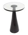 Peyton Lane Geometric Cone Accent Table With Textured Glass Tabletop In Black