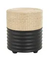 Peyton Lane Geometric Handmade Woven Two-toned Stool With Seagrass Top In Black