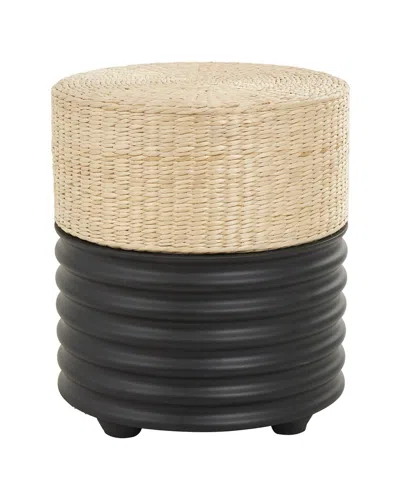 Peyton Lane Geometric Handmade Woven Two-toned Stool With Seagrass Top
