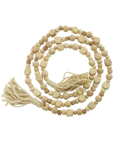 Peyton Lane Geometric Light Brown Wood Handmade Beaded Garland With Tassel