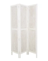 Peyton Lane Geometric Mango Wood Cutout 3-panel Room Divider Screen In White