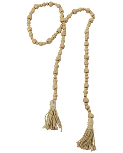 Peyton Lane Geometric Mango Wood Handmade Beaded Garland With Tassel In Gold