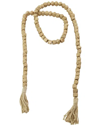 Peyton Lane Geometric Mango Wood Handmade Beaded Garland With Tassel In Gold