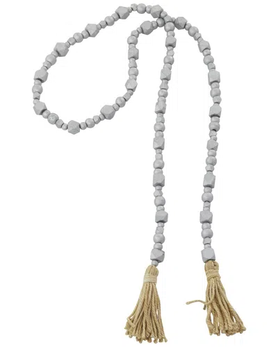 Peyton Lane Geometric Mango Wood Handmade Beaded Garland With Tassel In Silver