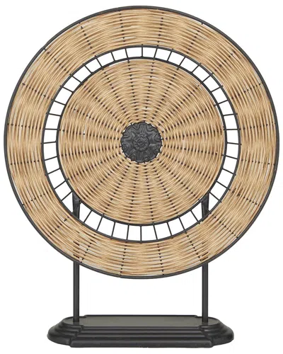 Peyton Lane Geometric Metal Wrapped Plate Sculpture With Stand In Brown