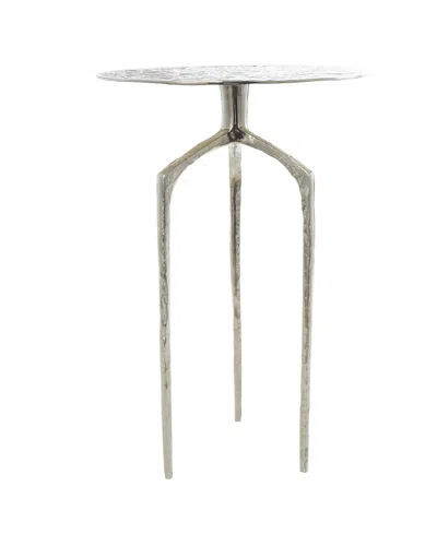 Peyton Lane Geometric Slim Textured Accent Table In Silver