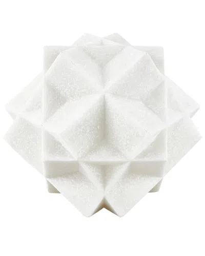Peyton Lane Geometric White Polystone Dimensional Ball Sculpture