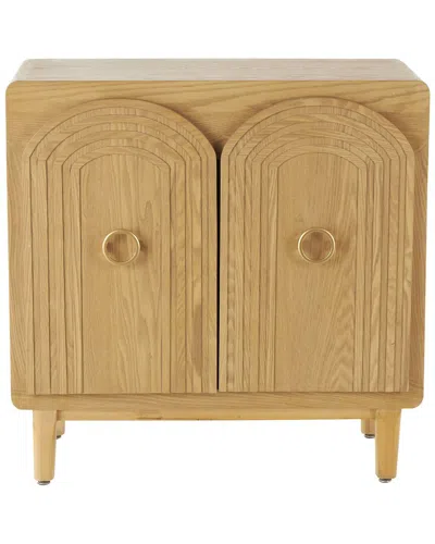 Peyton Lane Geometric Wooden Art Deco Inspired Carved Arch 2-door Cabinet In Brown
