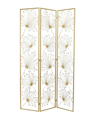 Peyton Lane Glam Floral Metal Room Divider Screen In Gold