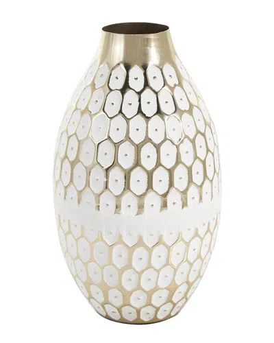 Peyton Lane Glam Metal Vase In White