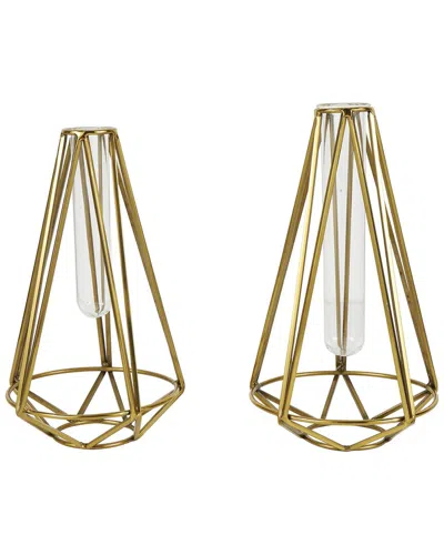 Peyton Lane Glam Metal Vase Set In Gold