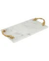 Peyton Lane Glam Rectangle Marble Tray With Twisted Leaf Handles In White