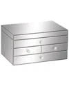 Peyton Lane Glass Mirrored 4 Drawer Jewelry Box In Silver