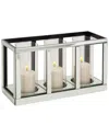 Peyton Lane Glass Pillar 3 Glass Sleeve Candle Holder With Mirrored Accents In Silver