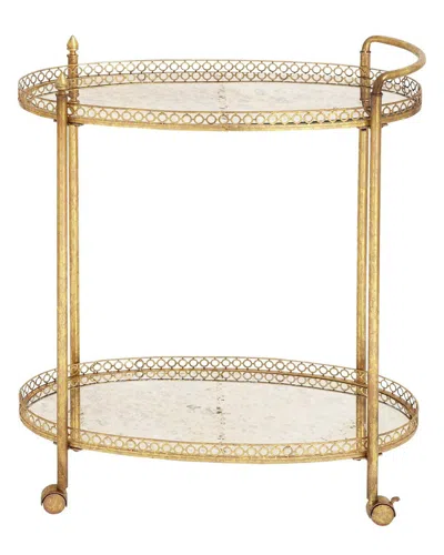 Peyton Lane Gold Iron And Glass Traditional Bar Cart