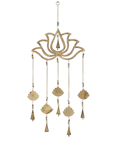 Peyton Lane Gold Mango Wood Eclectic Style Windchime In Brown
