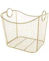 PEYTON LANE PEYTON LANE GOLD METAL DEEP STORAGE BASKET WITH ROUND HANDLES